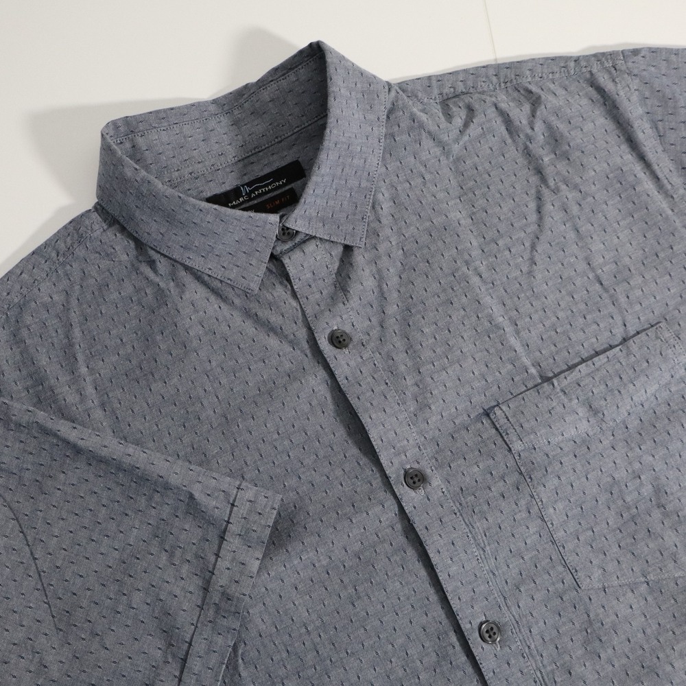 Marc Anthony Luxury Slim Fit Shirt Men's Small Blue White Button Up